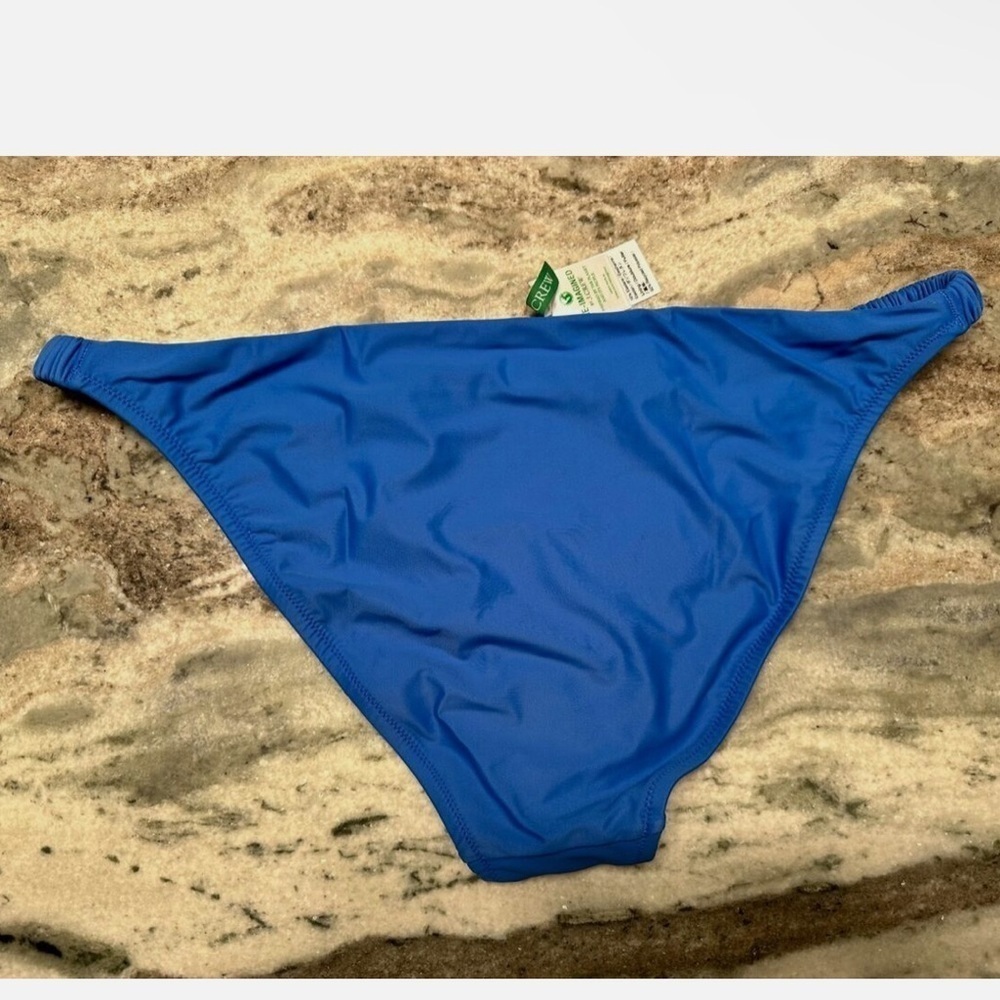J Crew Bikini Bottom Ribbed Trim Blue Sting Hipster Sexy Cheeky Beachy Lined - Picture 2 of 7